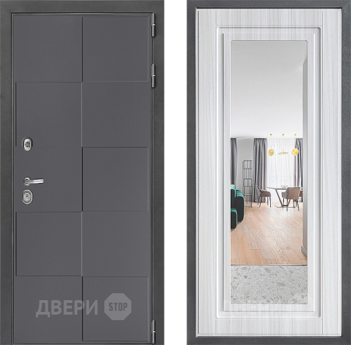 Входная металлическая Дверь Дверной континент ДК-3/606 ФЛЗ Зеркало Сандал белый в Краснознаменске