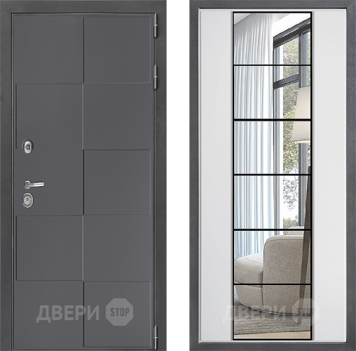 Входная металлическая Дверь Дверной континент ДК-3/606 ФЛЗ-2 Зеркало Белый софт в Краснознаменске