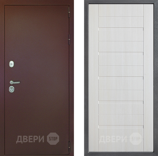 Входная металлическая Дверь Дверной континент Рубикон Медь Дизайн ФЛ-70 Лиственница белая в Краснознаменске