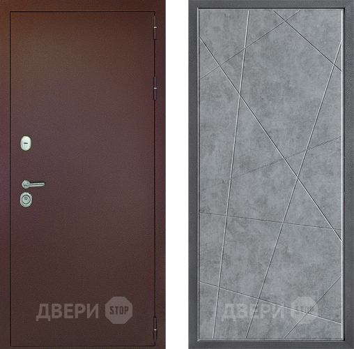 Входная металлическая Дверь Дверной континент Рубикон Медь Дизайн ФЛ-655 Бетон серый в Краснознаменске