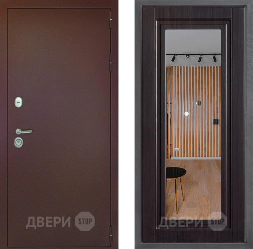 Дверь Дверной континент Рубикон Медь Дизайн ФЛЗ Зеркало Венге в Краснознаменске