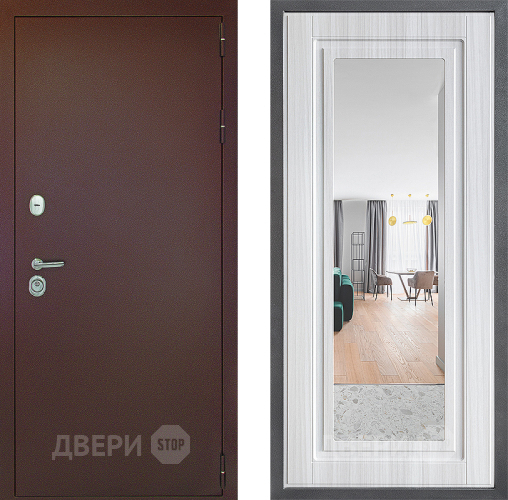 Дверь Дверной континент Рубикон Медь Дизайн ФЛЗ Зеркало Сандал белый в Краснознаменске