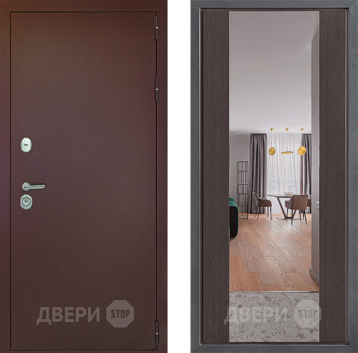 Входная металлическая Дверь Дверной континент Рубикон Медь Дизайн ФЛЗ-1 Зеркало Венге в Краснознаменске