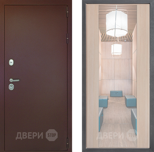 Входная металлическая Дверь Дверной континент Рубикон Медь Дизайн ФЛЗ-1 Зеркало Капучино в Краснознаменске