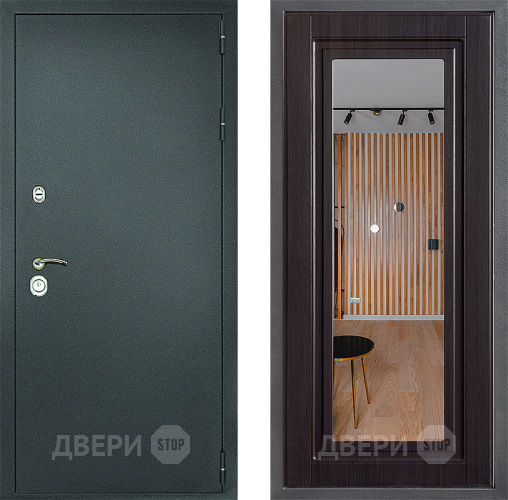 Дверь Дверной континент Рубикон Серебро Дизайн ФЛЗ Зеркало Венге в Краснознаменске