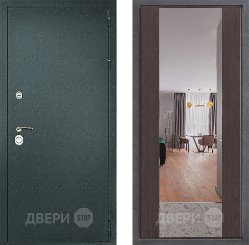 Дверь Дверной континент Рубикон Серебро Дизайн ФЛЗ-1 Зеркало Венге в Краснознаменске