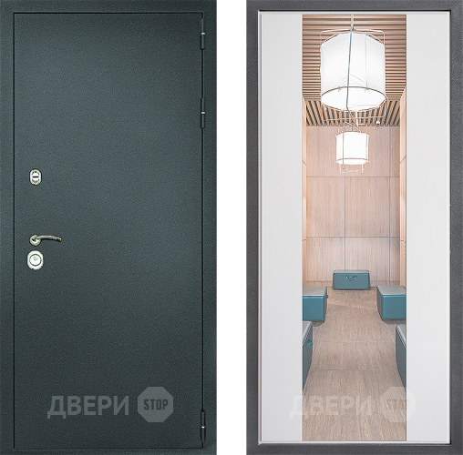 Дверь Дверной континент Рубикон Серебро Дизайн ФЛЗ-1 Зеркало Белый софт в Краснознаменске