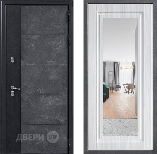 Входная металлическая Дверь Дверной континент ДК-15 Бетон ТЕРМО ФЛЗ Зеркало Сандал белый в Краснознаменске