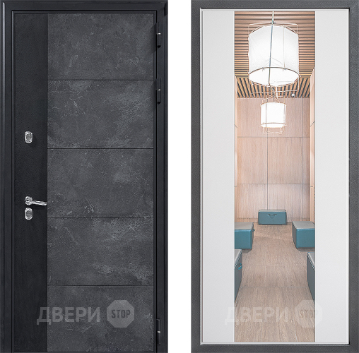 Дверь Дверной континент ДК-15 Бетон ТЕРМО ФЛЗ-1 Зеркало Белый софт в Краснознаменске