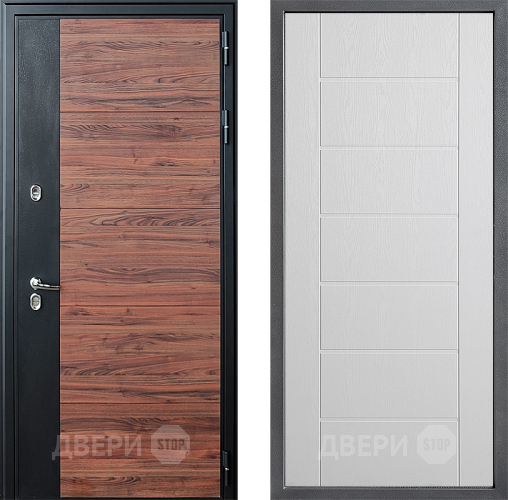 Входная металлическая Дверь Дверной континент ДК-15 Красное Дерево ТЕРМО ФЛ-Лайн Белое дерево в Краснознаменске