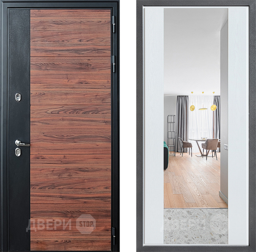 Дверь Дверной континент ДК-15 Красное Дерево ТЕРМО ФЛЗ-1 Зеркало Белое дерево в Краснознаменске