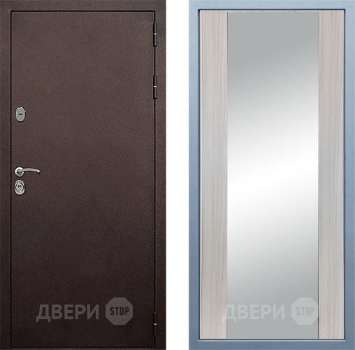 Входная металлическая Дверь Дива МД-40 Медь Д-15 Зеркало Сандал белый в Краснознаменске