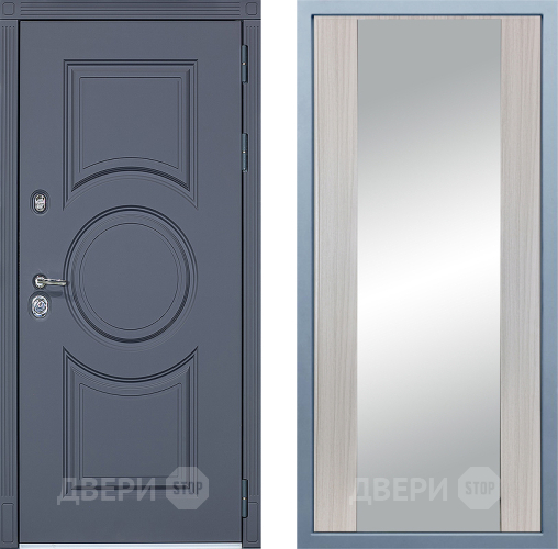 Входная металлическая Дверь Дива МХ-30 STR Д-15 Зеркало Сандал белый в Краснознаменске
