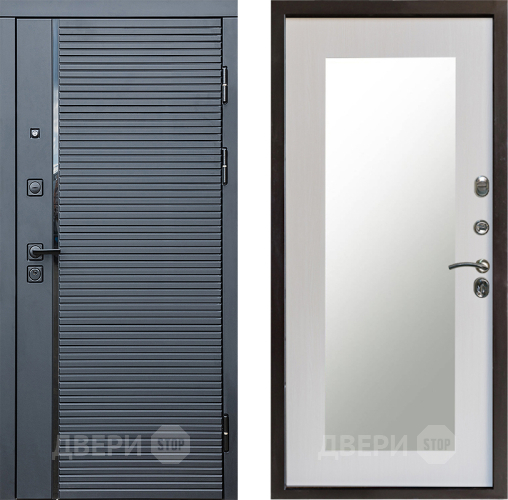 Входная металлическая Дверь Престиж Черная Линия Зеркло Пастораль Лиственница белая в Краснознаменске