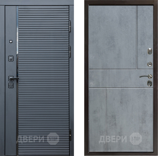 Входная металлическая Дверь Престиж Черная Линия Горизонт Бетон темный в Краснознаменске