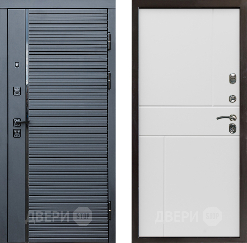 Входная металлическая Дверь Престиж Черная Линия Горизонт Бетон белый в Краснознаменске