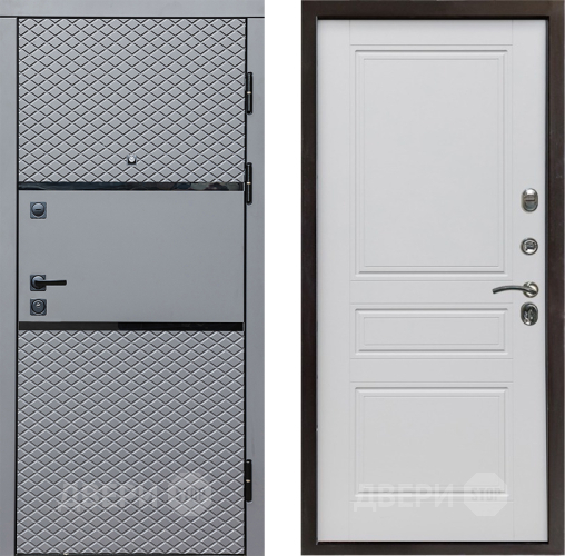 Входная металлическая Дверь Престиж Ромб Классика Белый матовый в Краснознаменске
