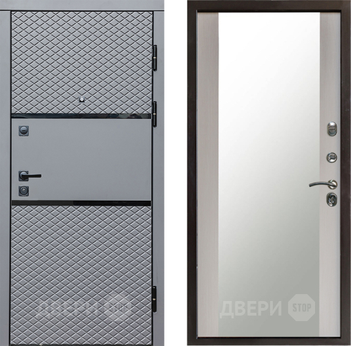 Входная металлическая Дверь Престиж Ромб Зеркало Лиственница белая в Краснознаменске