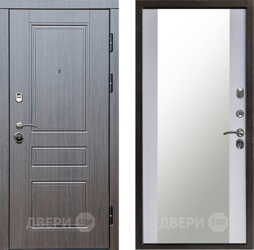 Входная металлическая Дверь Престиж Классика Венге Зеркало Белый софт в Краснознаменске