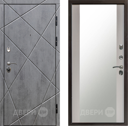 Входная металлическая Дверь Престиж Лучи Зеркало Лиственница белая в Краснознаменске