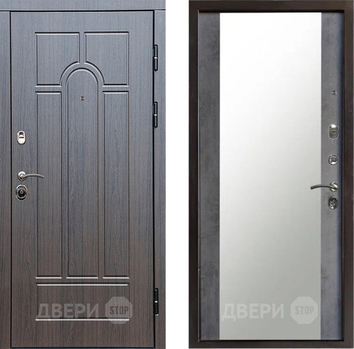 Входная металлическая Дверь Престиж Арка Зеркало Бетон темный в Краснознаменске