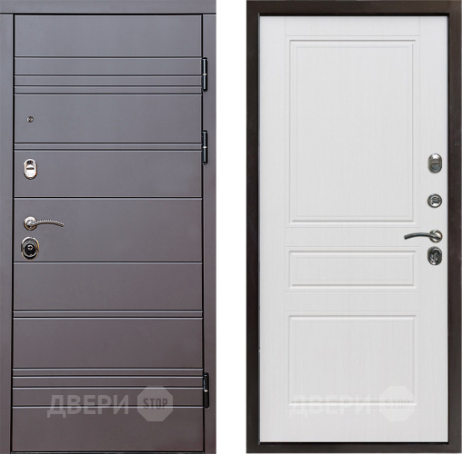 Входная металлическая Дверь Престиж Линия Браун Классика Белое дерево в Краснознаменске