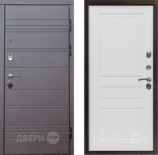 Входная металлическая Дверь Престиж Линия Браун Классика Лиственница белая в Краснознаменске