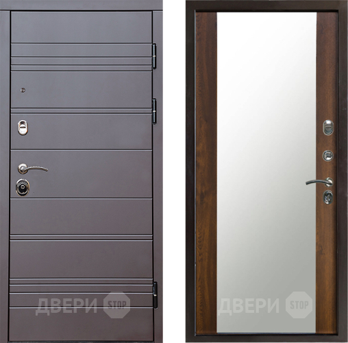 Входная металлическая Дверь Престиж Линия Браун Зеркало Дуб в Краснознаменске
