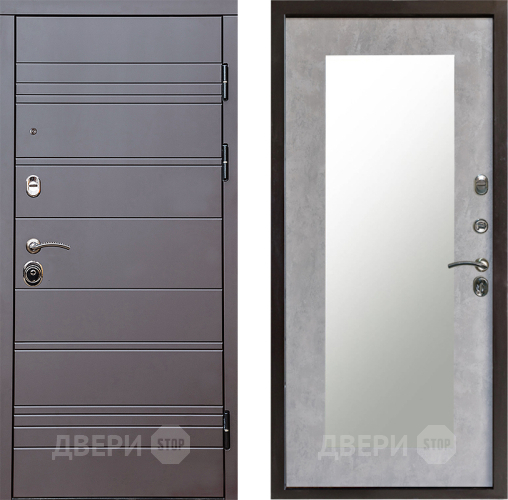 Дверь Престиж Линия Браун Зеркло Пастораль Бетон светлый в Краснознаменске