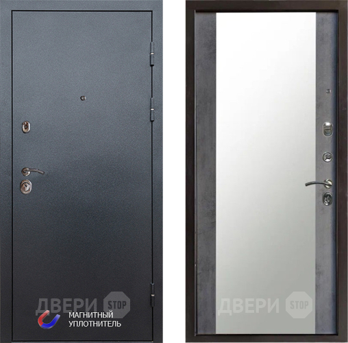 Входная металлическая Дверь Престиж Графит Зеркало Бетон темный в Краснознаменске