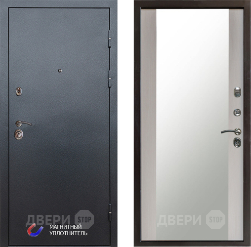 Входная металлическая Дверь Престиж Графит Зеркало Лиственница белая в Краснознаменске