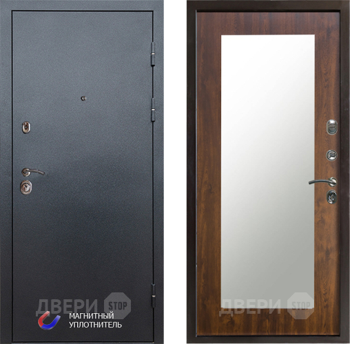 Входная металлическая Дверь Престиж Графит Зеркло Пастораль Дуб в Краснознаменске
