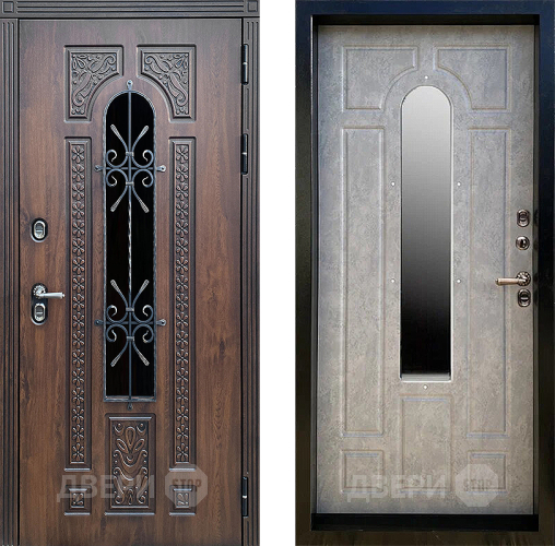 Дверь Престиж TERMO с терморазрывом Лацио Дуб с окном и ковкой Бетон светлый в Краснознаменске