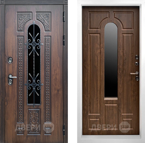 Входная металлическая Дверь Престиж TERMO с терморазрывом Лацио Дуб White с окном и ковкой Дуб в Краснознаменске