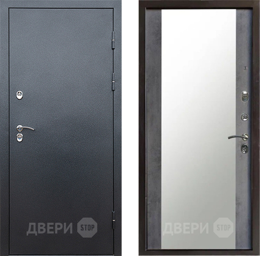 Входная металлическая Дверь Престиж TERMO с терморазрывом Снегирь Серебро Зеркало Бетон темный в Краснознаменске