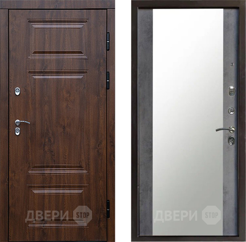 Входная металлическая Дверь Престиж TERMO с терморазрывом Премиум Орех Зеркало Бетон темный в Краснознаменске