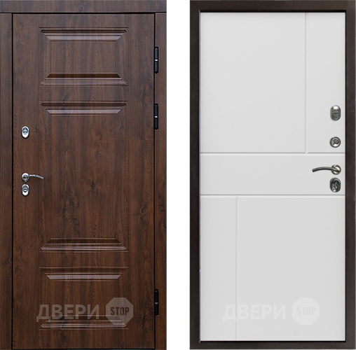 Входная металлическая Дверь Престиж TERMO с терморазрывом Премиум Орех Горизонт Бетон белый в Краснознаменске