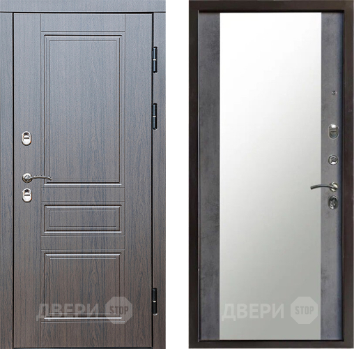 Входная металлическая Дверь Престиж TERMO с терморазрывом Классика Зеркало Бетон темный в Краснознаменске