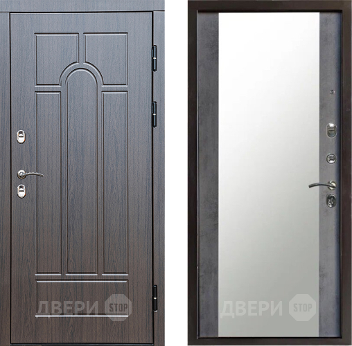 Входная металлическая Дверь Престиж TERMO с терморазрывом Арка Зеркало Бетон темный в Краснознаменске
