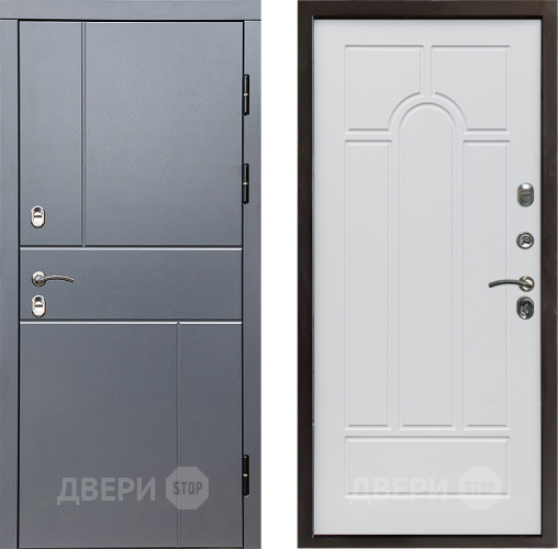 Входная металлическая Дверь Престиж TERMO с терморазрывом Горизонт Грэй Арка Белое дерево в Краснознаменске