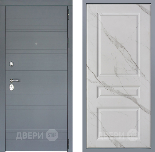 Дверь Заводские двери Лира Софт графит Стокгольм Мрамор белый в Краснознаменске