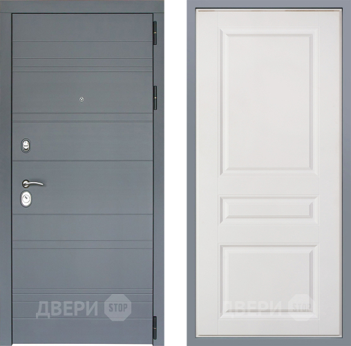 Дверь Заводские двери Лира Софт графит Стокгольм Белый софт в Краснознаменске