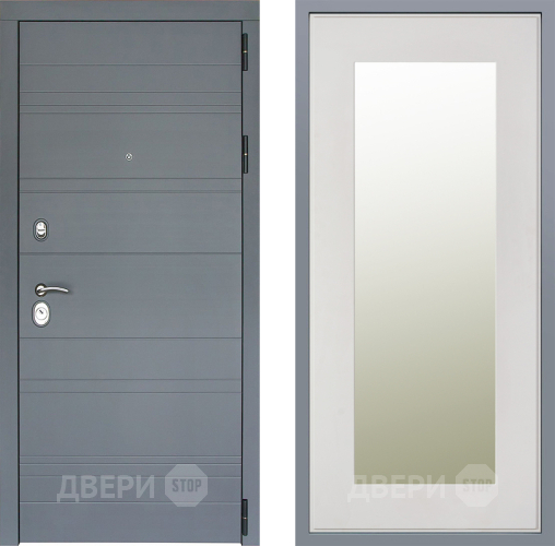 Дверь Заводские двери Лира Софт графит Зеркало Модерн Белый софт в Краснознаменске