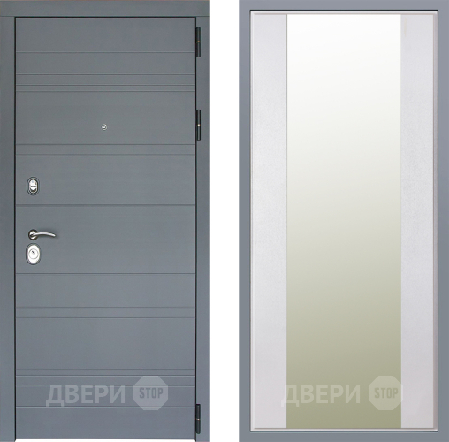 Дверь Заводские двери Лира Софт графит Зеркало Макси Белый шелк в Краснознаменске