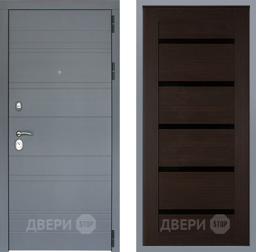 Дверь Заводские двери Лира Софт графит СБ-1 орех тисненый в Краснознаменске