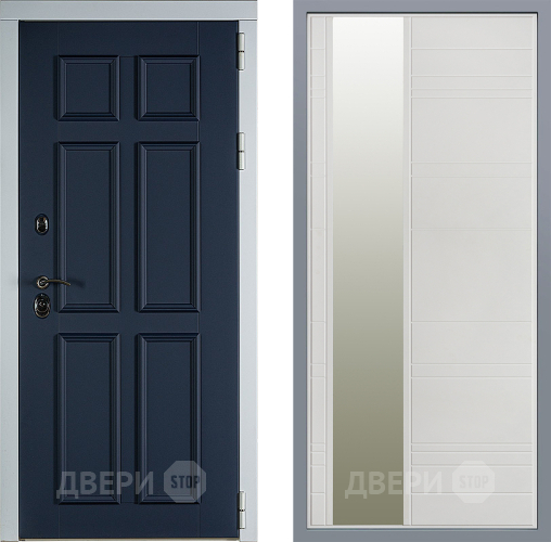 Дверь Заводские двери Стокгольм Зеркало Лира Белый софт в Краснознаменске