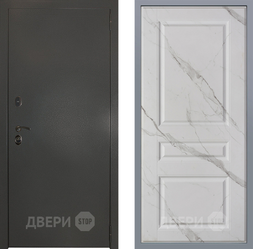 Дверь Заводские двери Эталон 3к антик серебро Стокгольм Мрамор белый в Краснознаменске