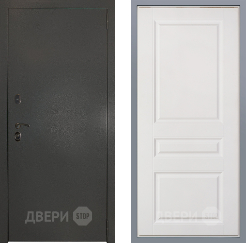 Дверь Заводские двери Эталон 3к антик серебро Стокгольм Белый софт в Краснознаменске