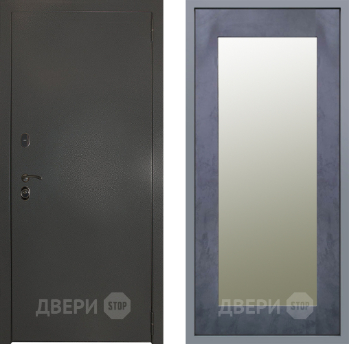 Дверь Заводские двери Эталон 3к антик серебро Зеркало Модерн Бетон темный в Краснознаменске