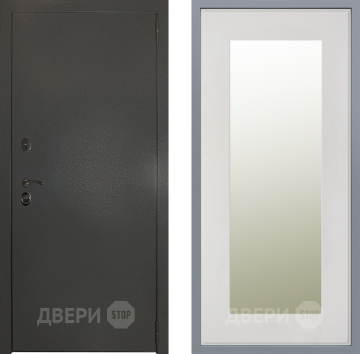 Дверь Заводские двери Эталон 3к антик серебро Зеркало Модерн Белый софт в Краснознаменске